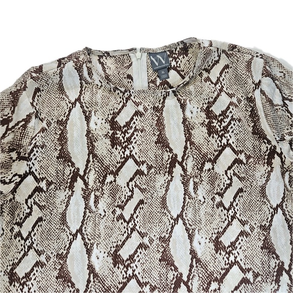 Worthington Animal Print Blouse Womens XL Brown Snake Career Office Workwear Top - Picture 3 of 7